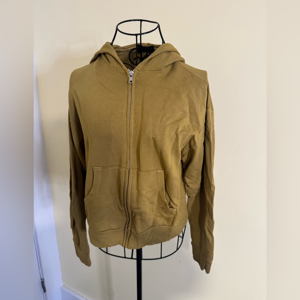 NWT Monrow Soft Full Zip Hoodie in Olive Green Size XS